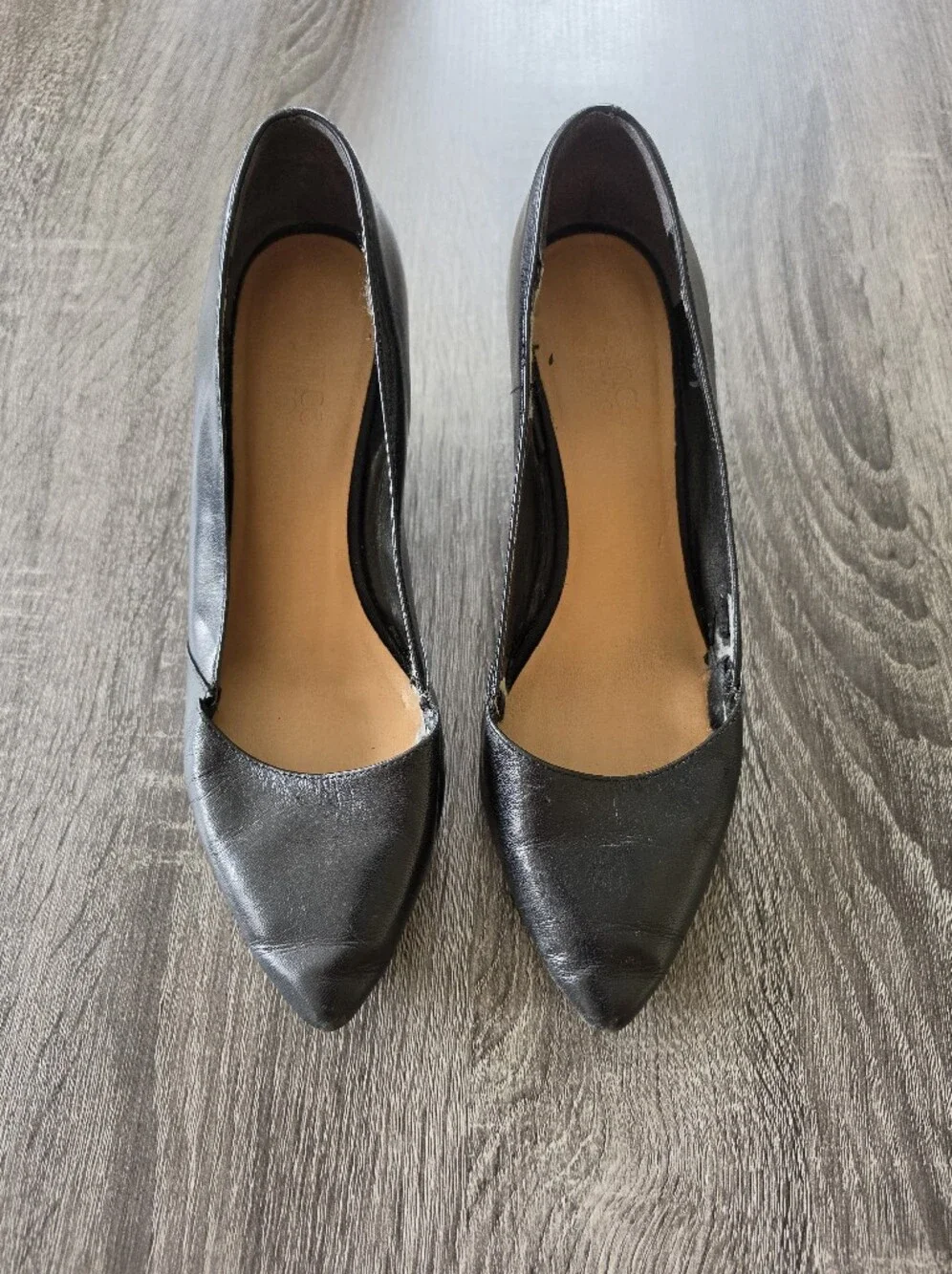 Franco Sarto Frankie Black Leather Pointed Toe Wedge Pumps